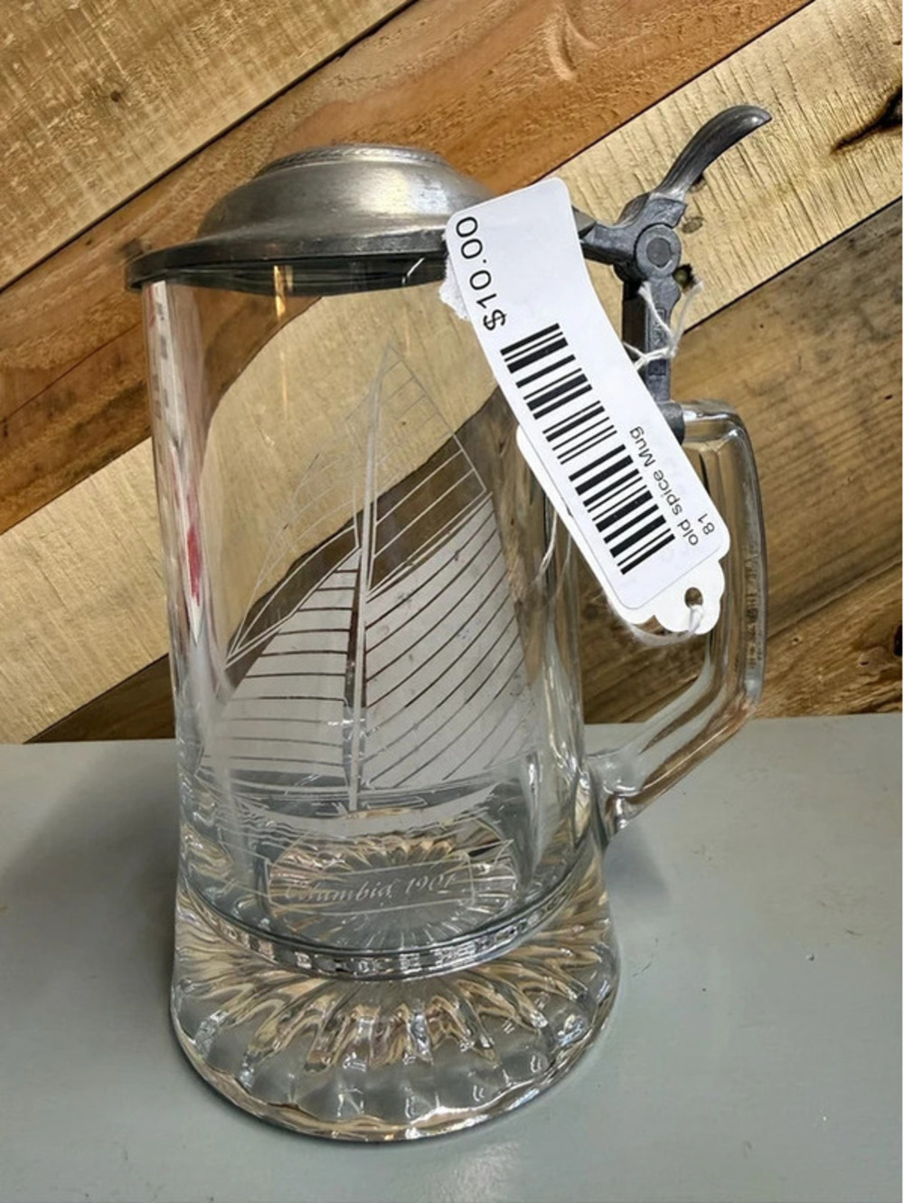Vintage Etched Old Spice Beer Stein
